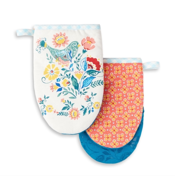 SET of 2 PIONEER WOMAN oven mitts MAIZE - Picture 1 of 3